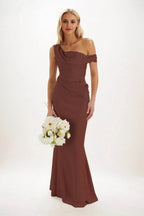 Elegant Sheath Column Maxi Luxe Satin Bridesmaid Dress Bridesmaid Dress