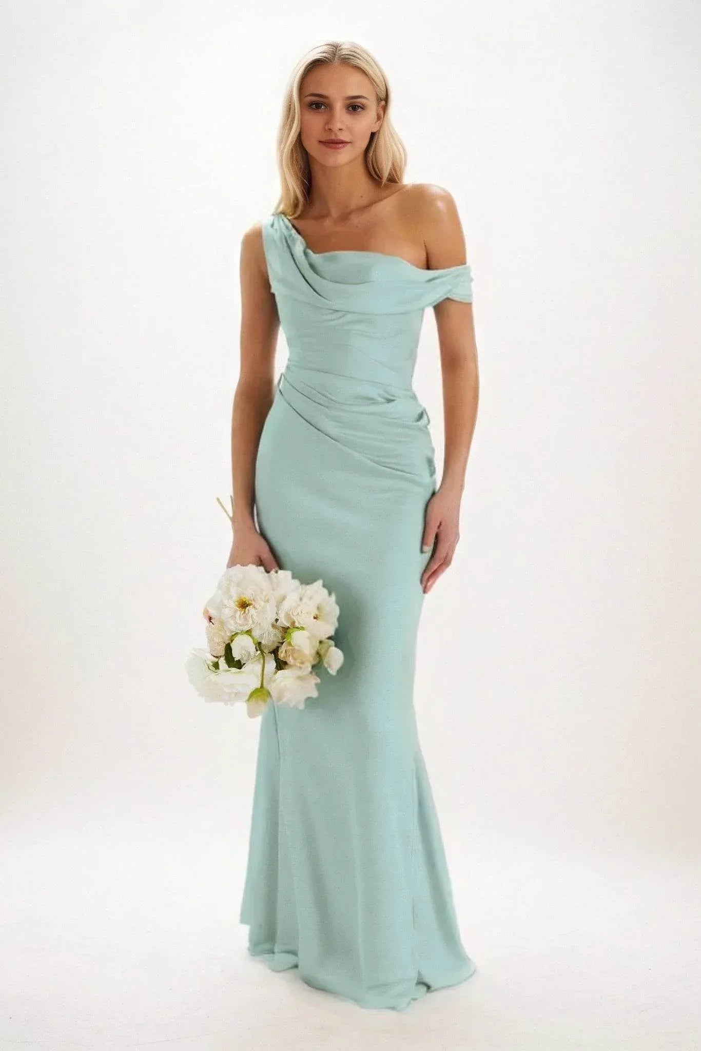 Elegant Sheath Column Maxi Luxe Satin Bridesmaid Dress Bridesmaid Dress
