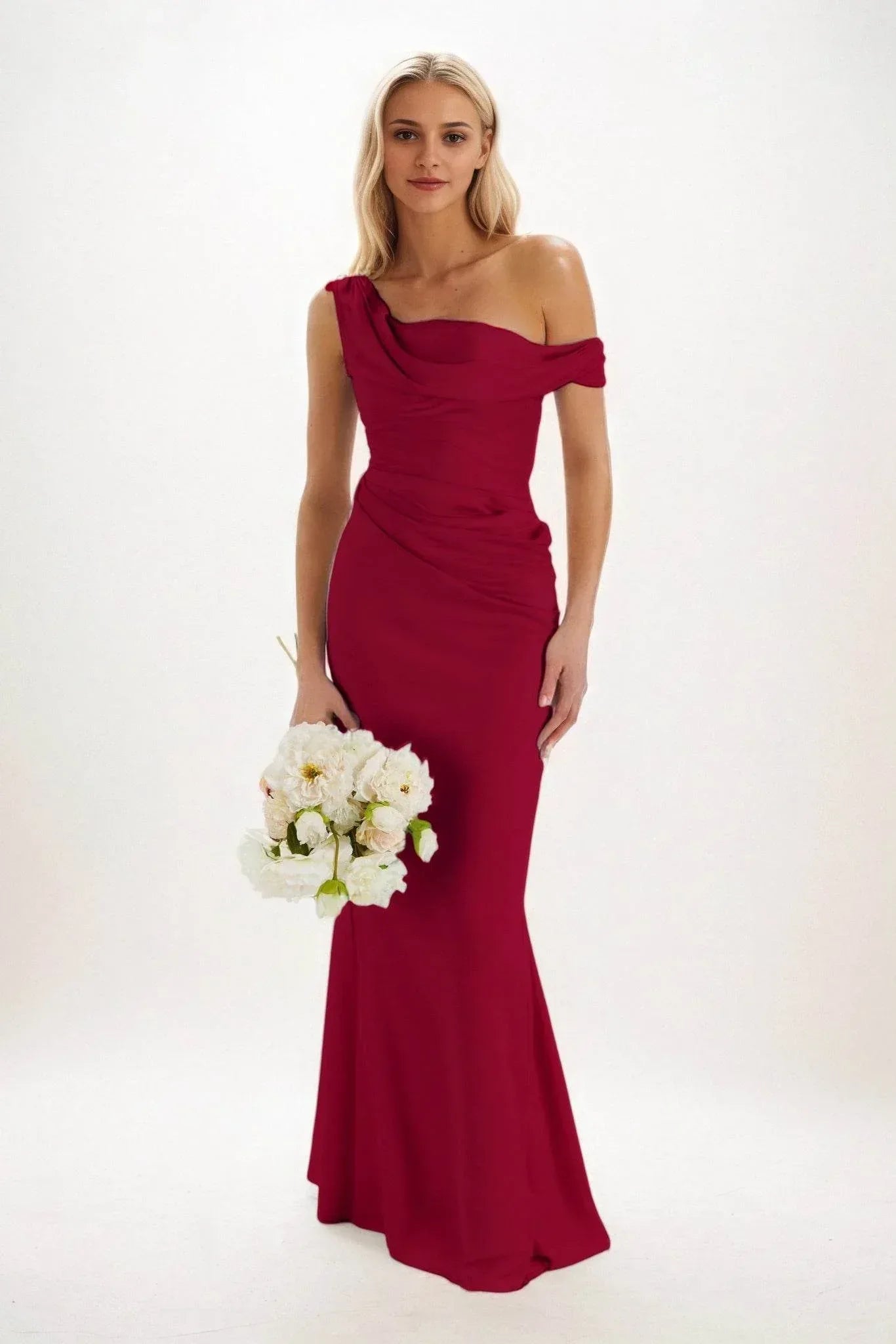 Elegant Sheath Column Maxi Luxe Satin Bridesmaid Dress Bridesmaid Dress