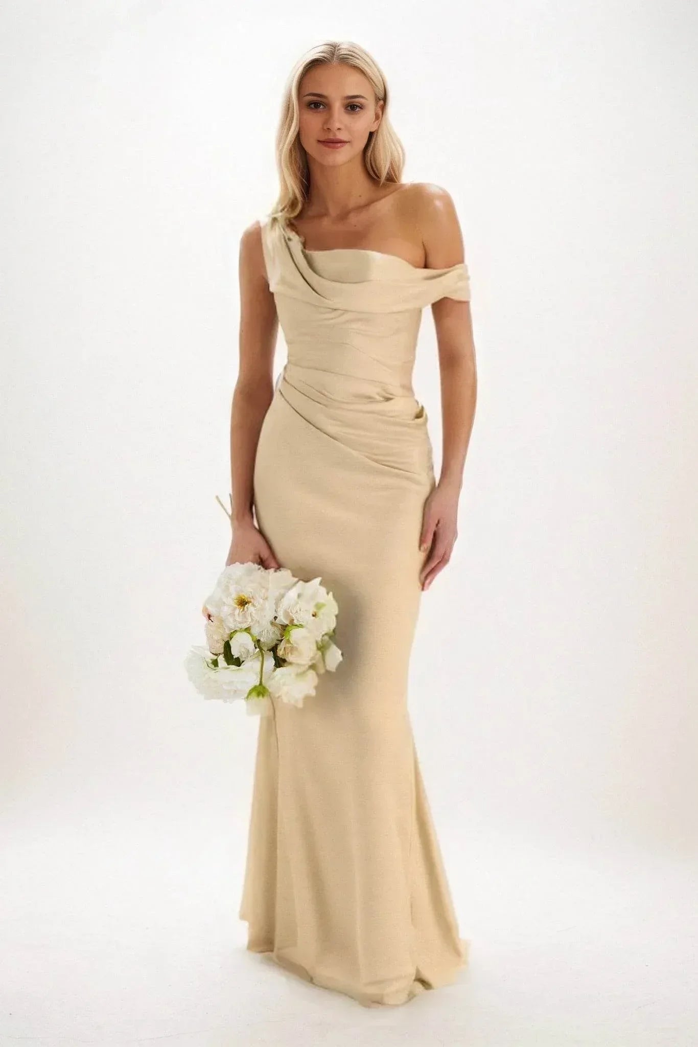Elegant Sheath Column Maxi Luxe Satin Bridesmaid Dress Bridesmaid Dress