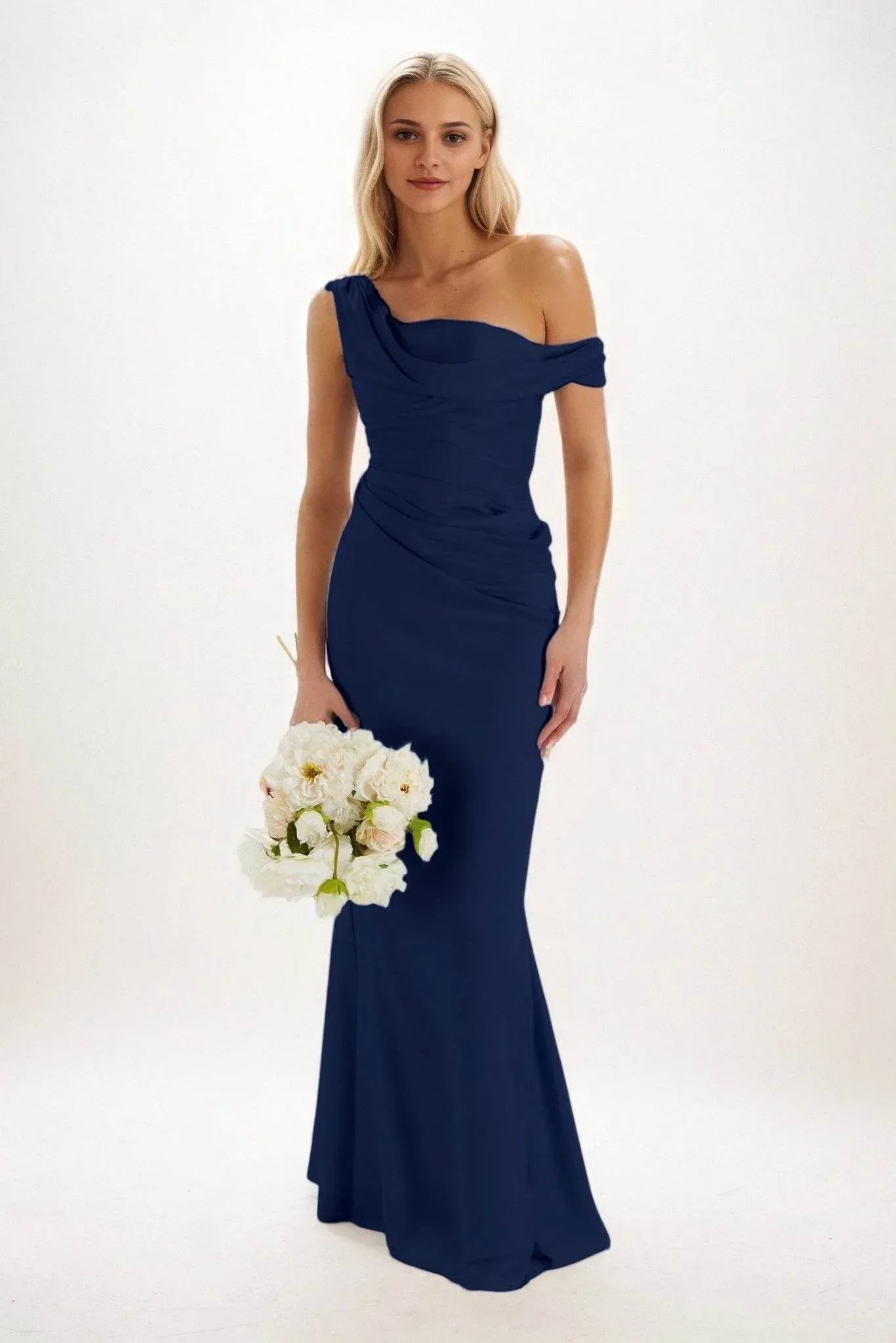 Elegant Sheath Column Maxi Luxe Satin Bridesmaid Dress Bridesmaid Dress