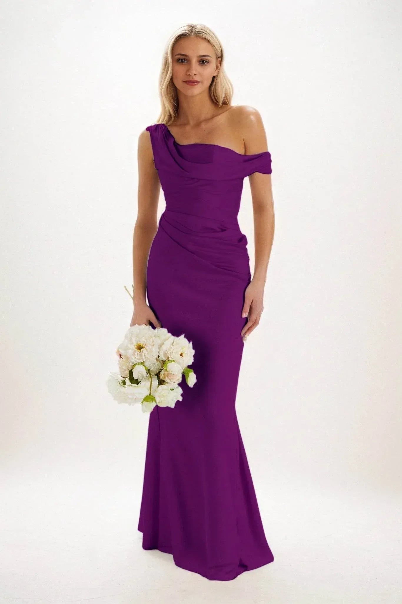Elegant Sheath Column Maxi Luxe Satin Bridesmaid Dress Bridesmaid Dress