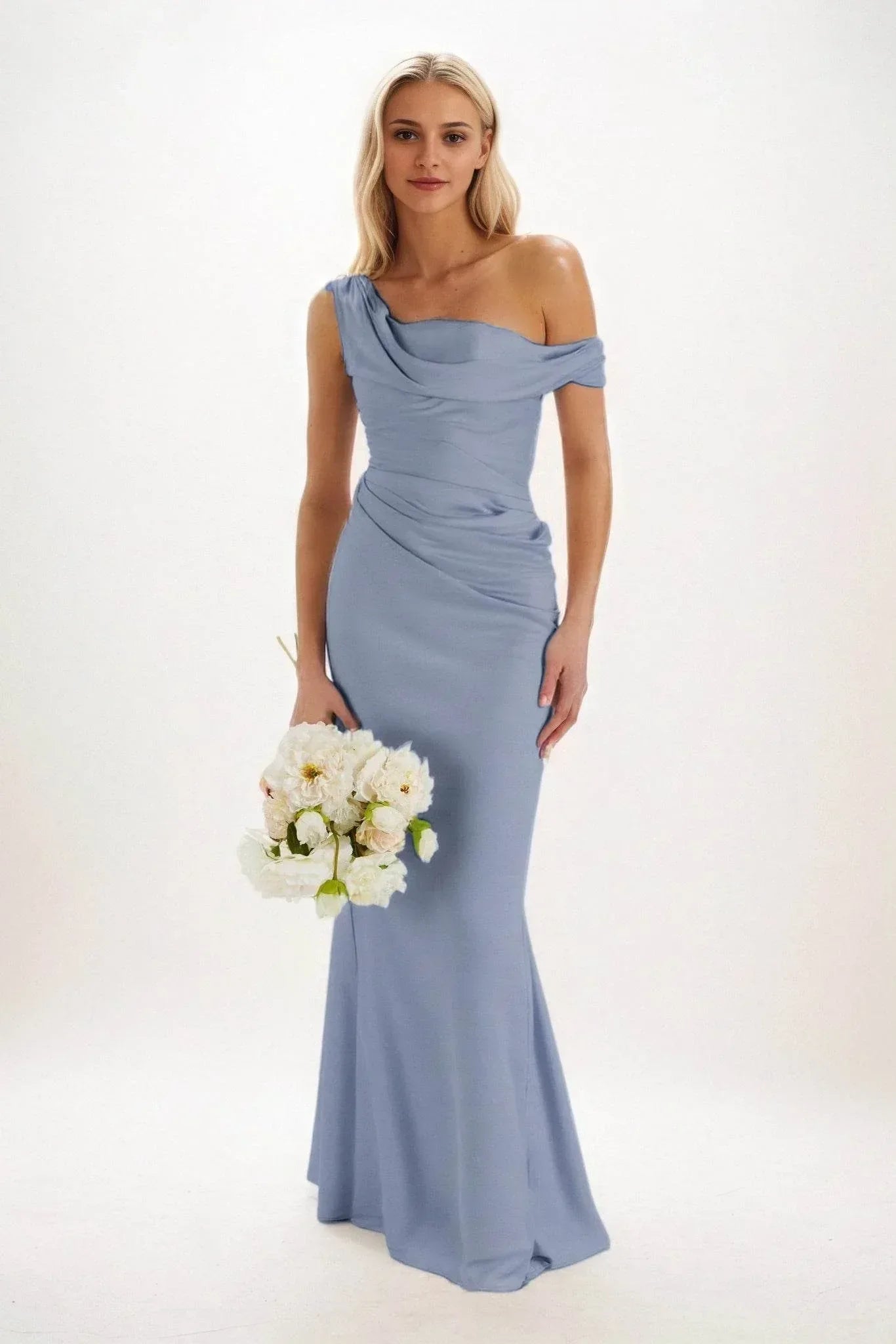 Elegant Sheath Column Maxi Luxe Satin Bridesmaid Dress Bridesmaid Dress