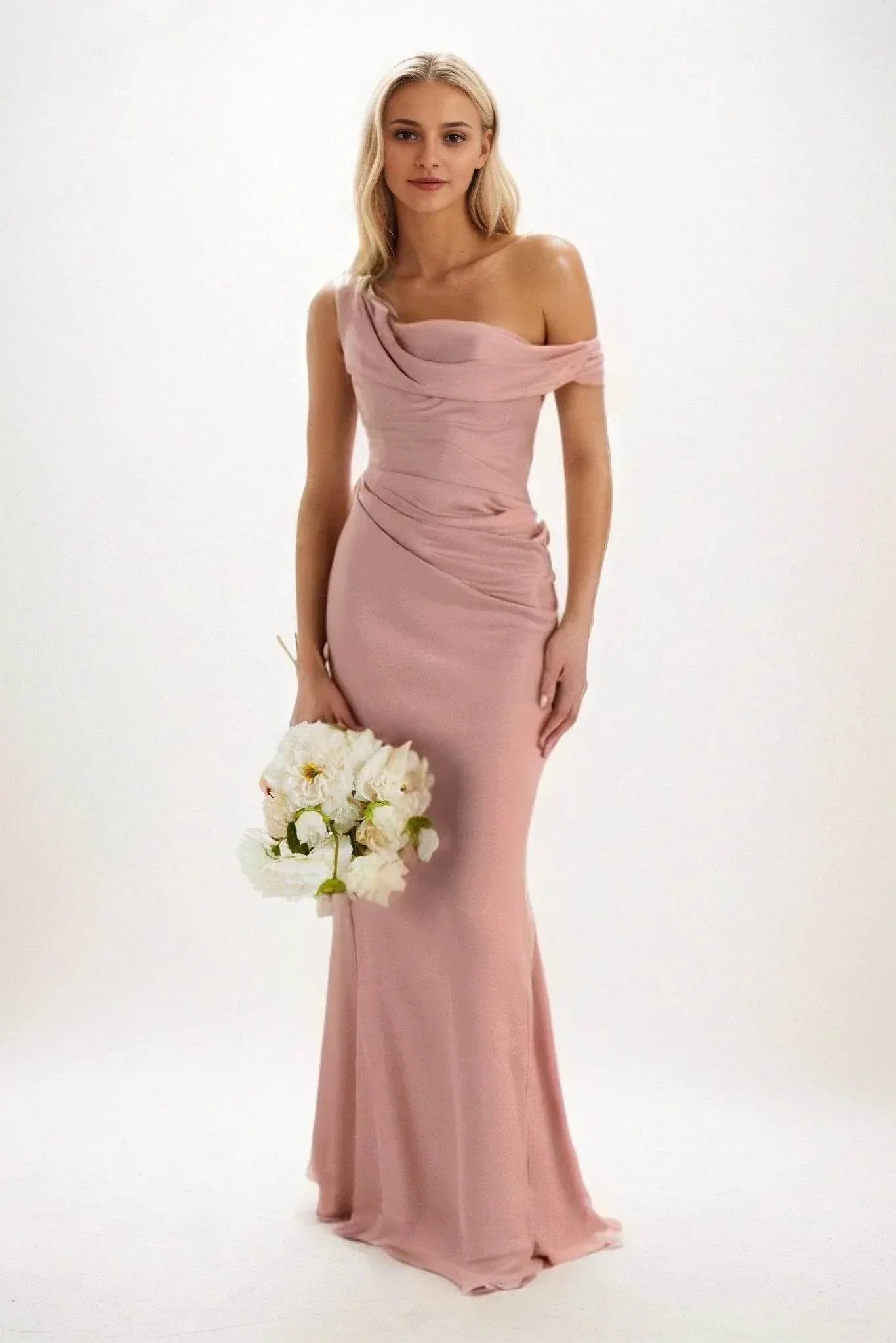 Elegant Sheath Column Maxi Luxe Satin Bridesmaid Dress Bridesmaid Dress
