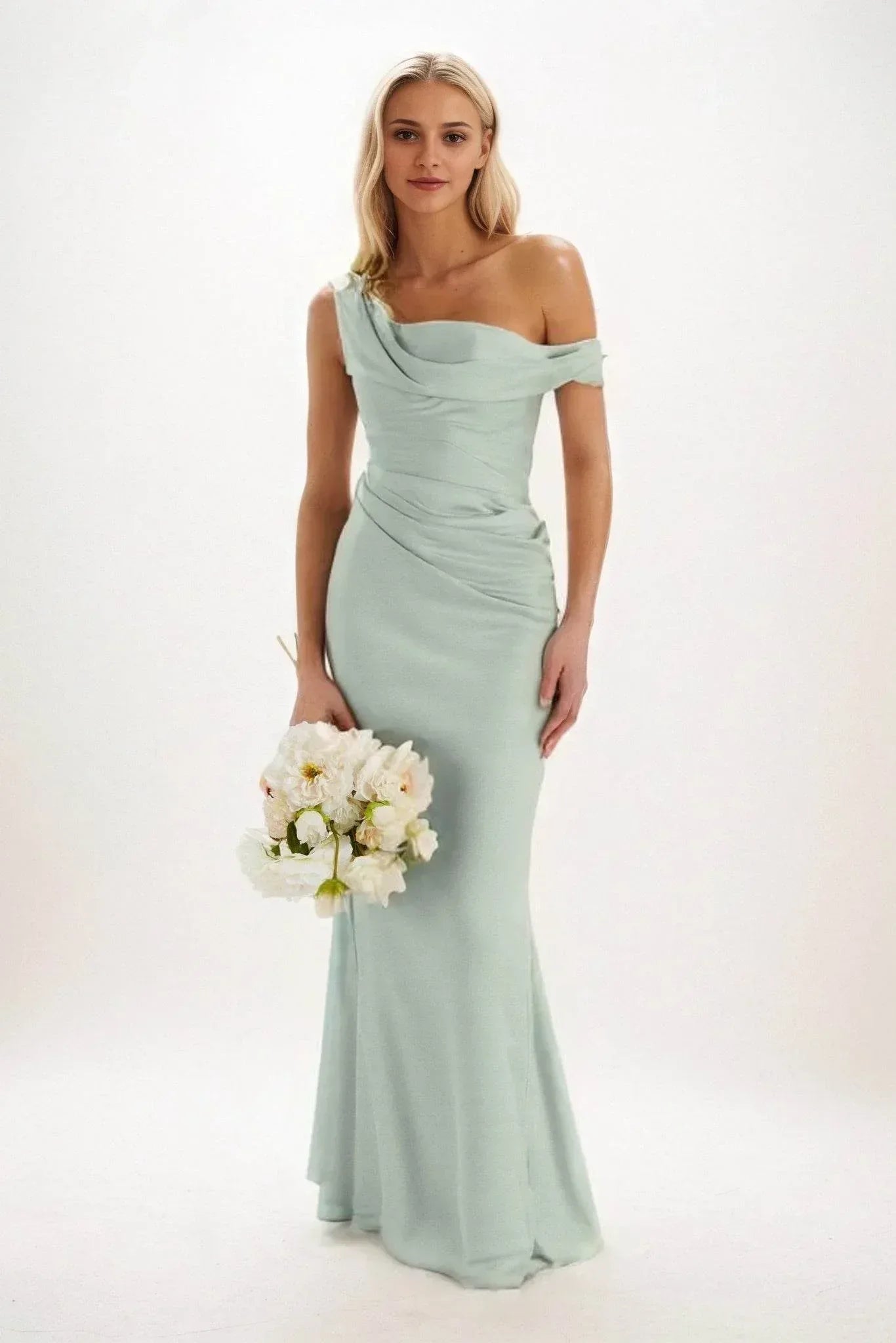 Elegant Sheath Column Maxi Luxe Satin Bridesmaid Dress Bridesmaid Dress