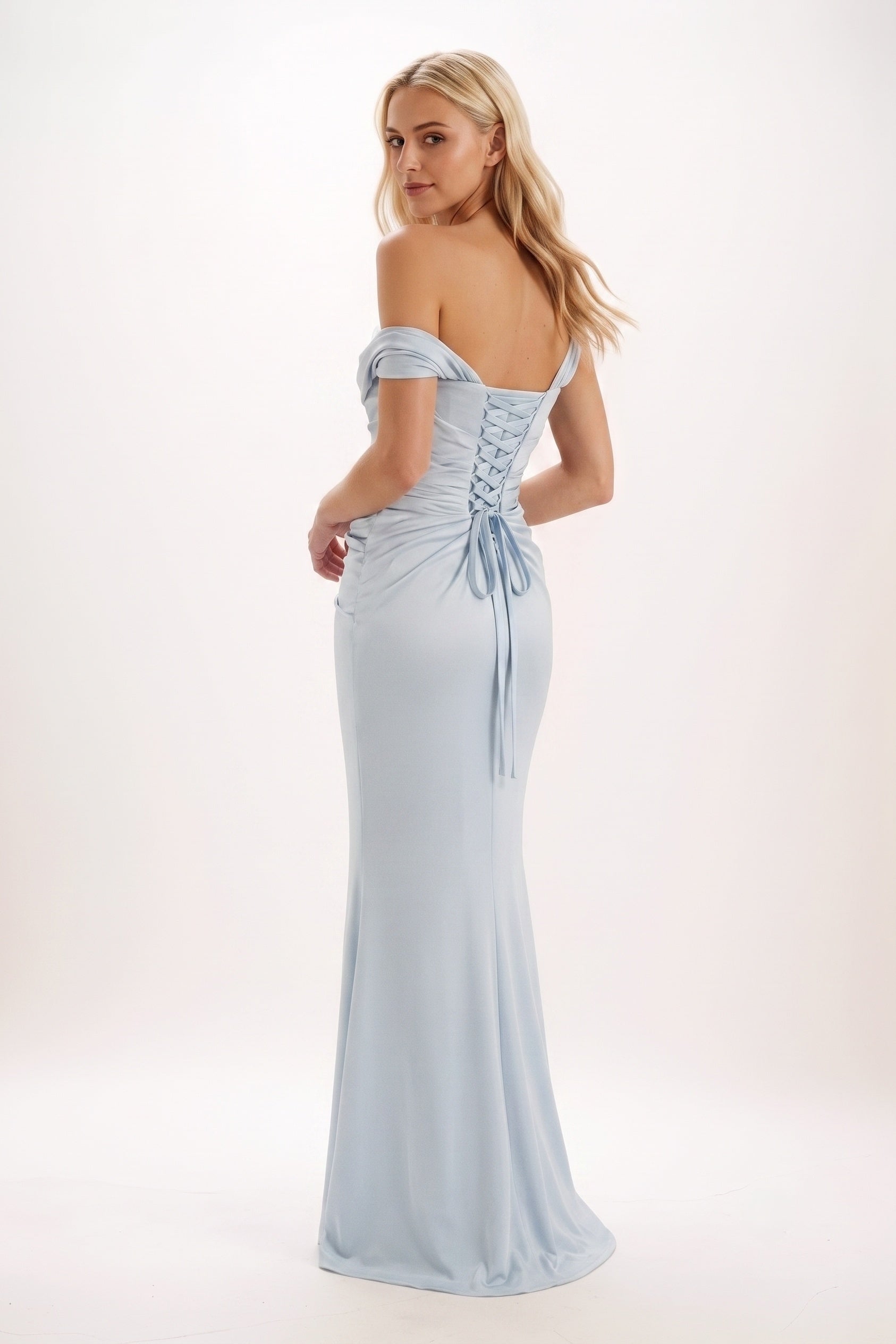 Elegant Sheath Column Maxi Luxe Satin Bridesmaid Dress Bridesmaid Dress