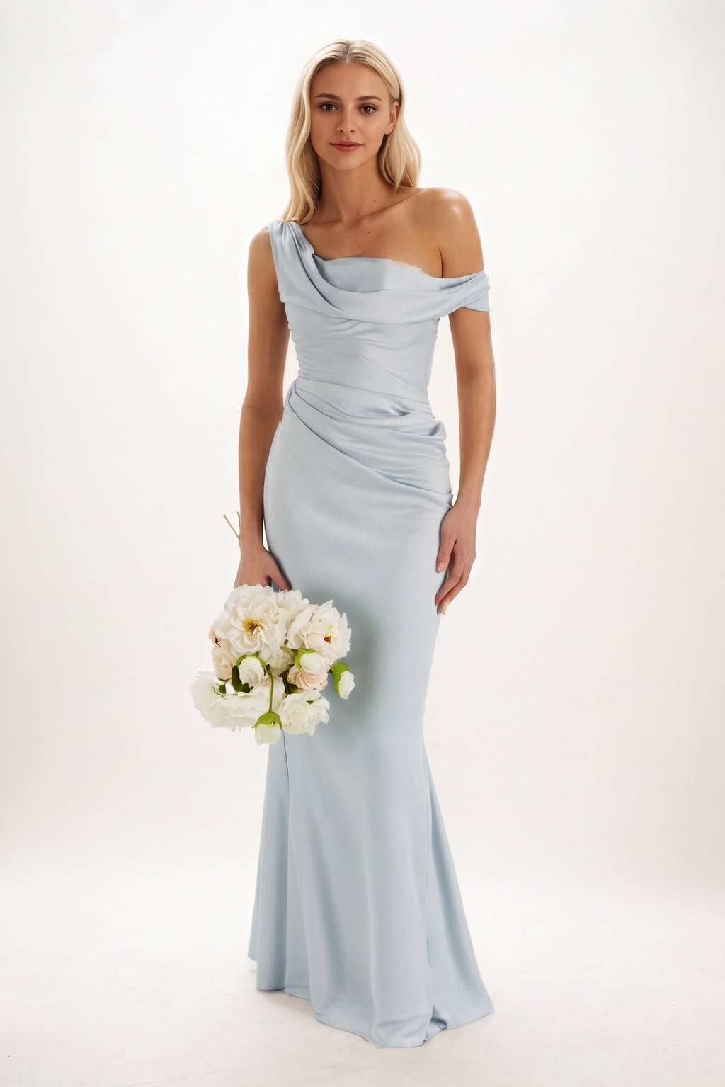 Elegant Sheath Column Maxi Luxe Satin Bridesmaid Dress Bridesmaid Dress