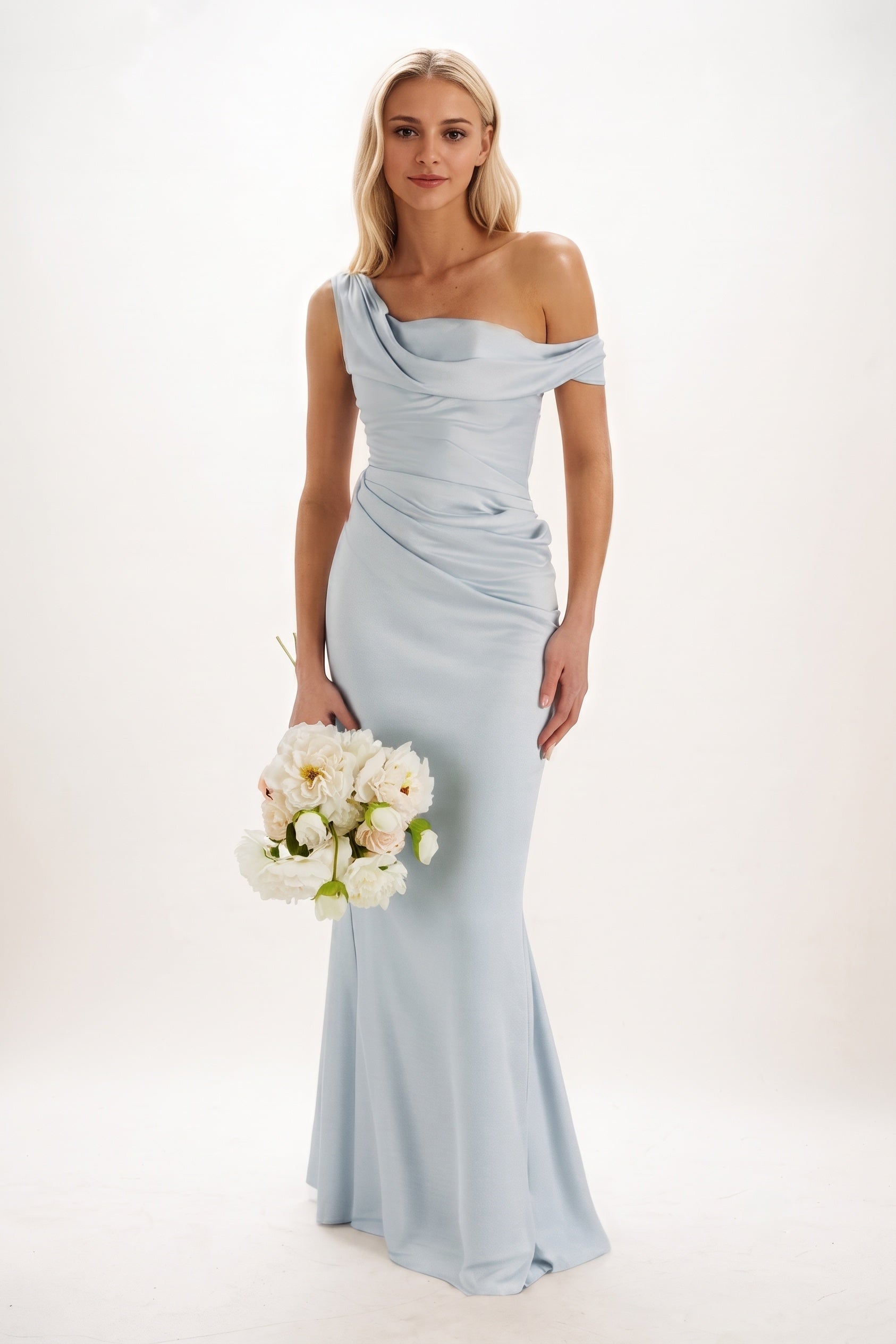 Elegant Sheath Column Maxi Luxe Satin Bridesmaid Dress Bridesmaid Dress