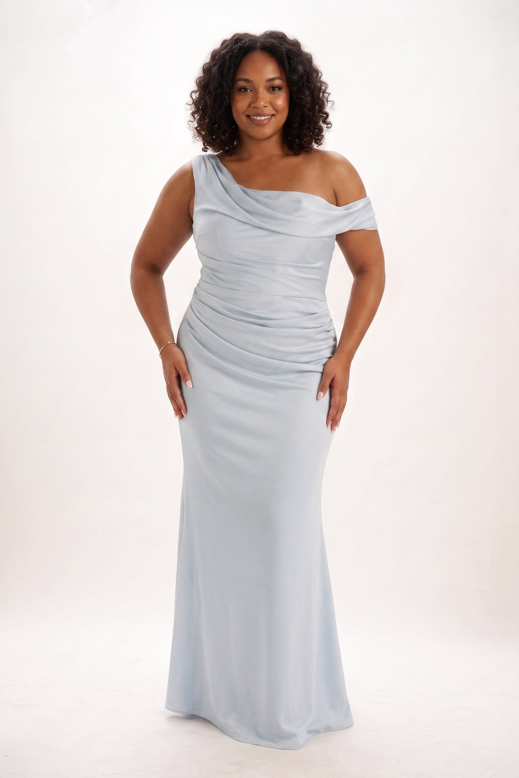Elegant Sheath Column Maxi Luxe Satin Bridesmaid Dress Bridesmaid Dress
