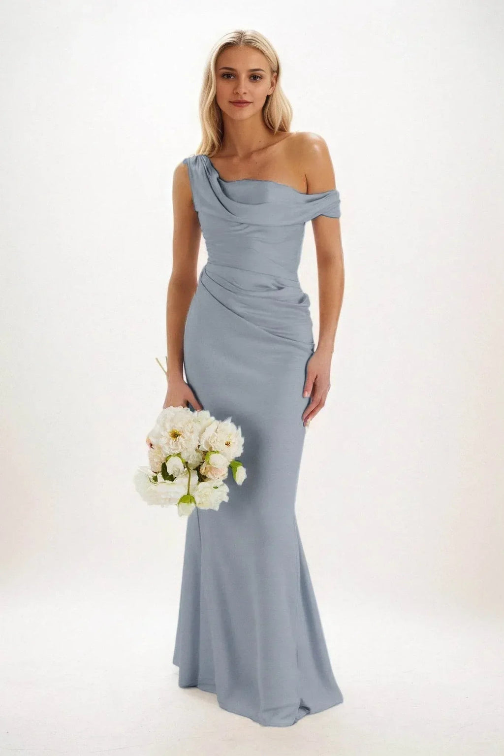 Elegant Sheath Column Maxi Luxe Satin Bridesmaid Dress Bridesmaid Dress