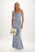 Elegant Sheath Column Maxi Luxe Satin Bridesmaid Dress Bridesmaid Dress