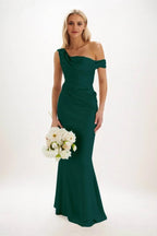 Elegant Sheath Column Maxi Luxe Satin Bridesmaid Dress Bridesmaid Dress