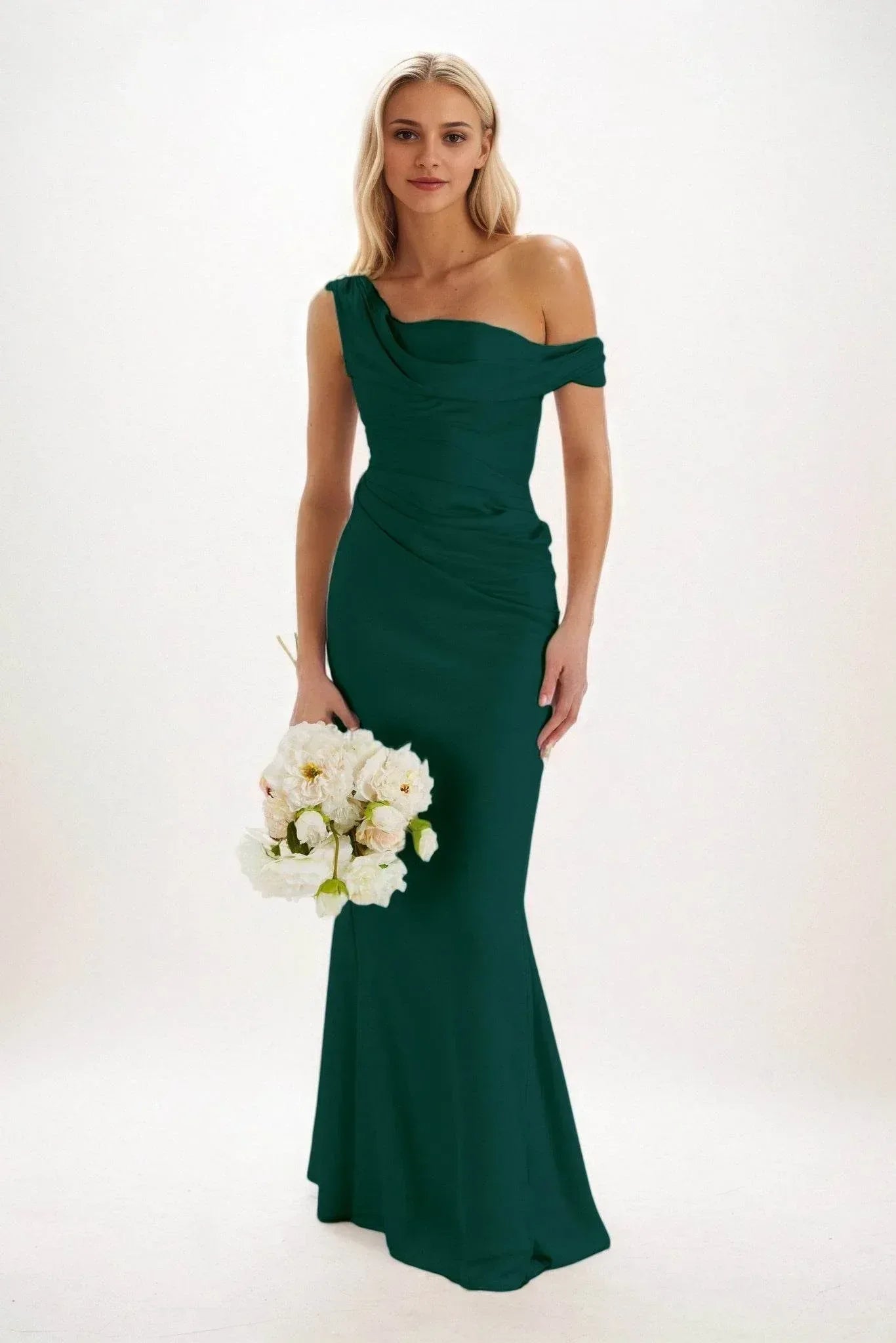 Elegant Sheath Column Maxi Luxe Satin Bridesmaid Dress Bridesmaid Dress