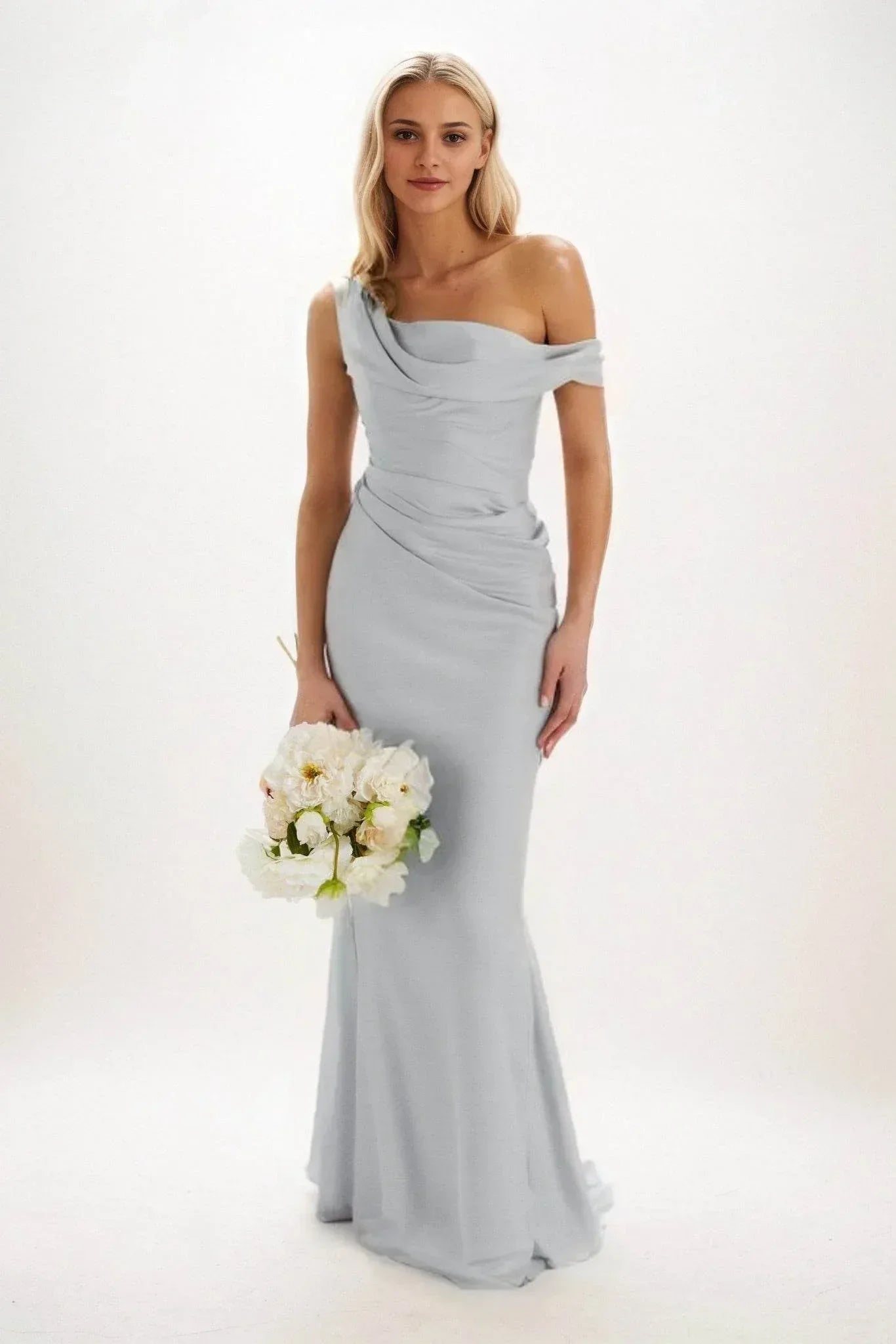Elegant Sheath Column Maxi Luxe Satin Bridesmaid Dress Bridesmaid Dress