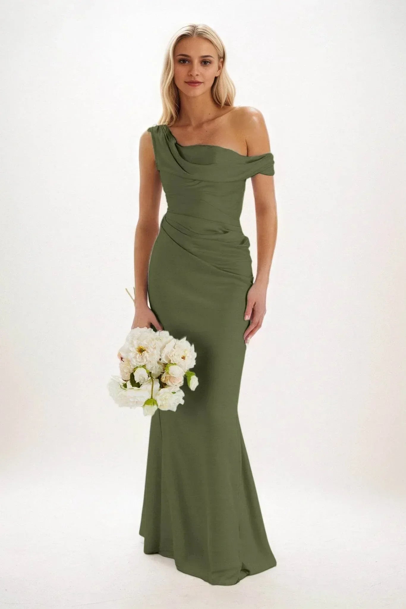 Elegant Sheath Column Maxi Luxe Satin Bridesmaid Dress Bridesmaid Dress