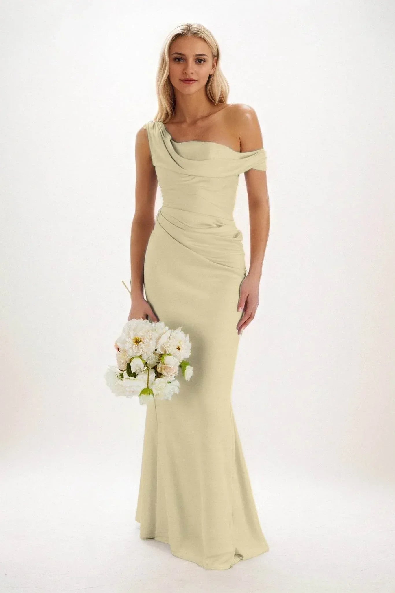 Elegant Sheath Column Maxi Luxe Satin Bridesmaid Dress Bridesmaid Dress