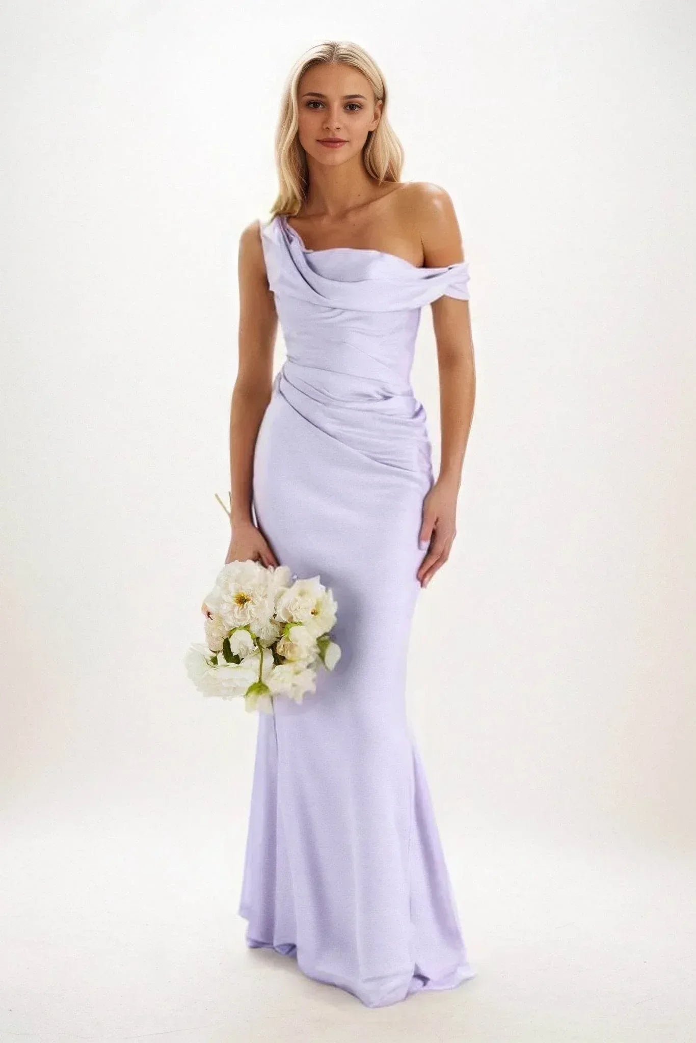 Elegant Sheath Column Maxi Luxe Satin Bridesmaid Dress Bridesmaid Dress