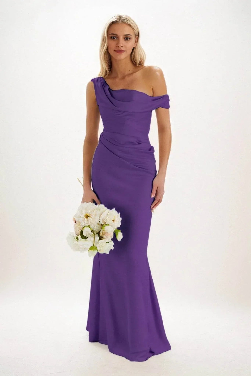 Elegant Sheath Column Maxi Luxe Satin Bridesmaid Dress Bridesmaid Dress
