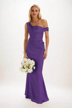 Elegant Sheath Column Maxi Luxe Satin Bridesmaid Dress Bridesmaid Dress