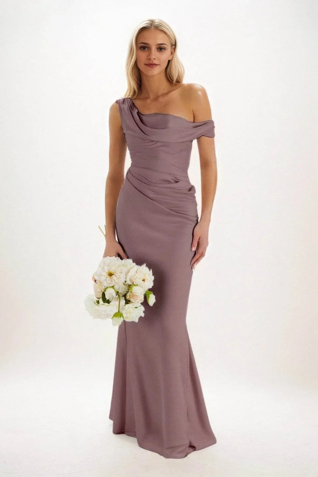Elegant Sheath Column Maxi Luxe Satin Bridesmaid Dress Bridesmaid Dress