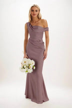Elegant Sheath Column Maxi Luxe Satin Bridesmaid Dress Bridesmaid Dress