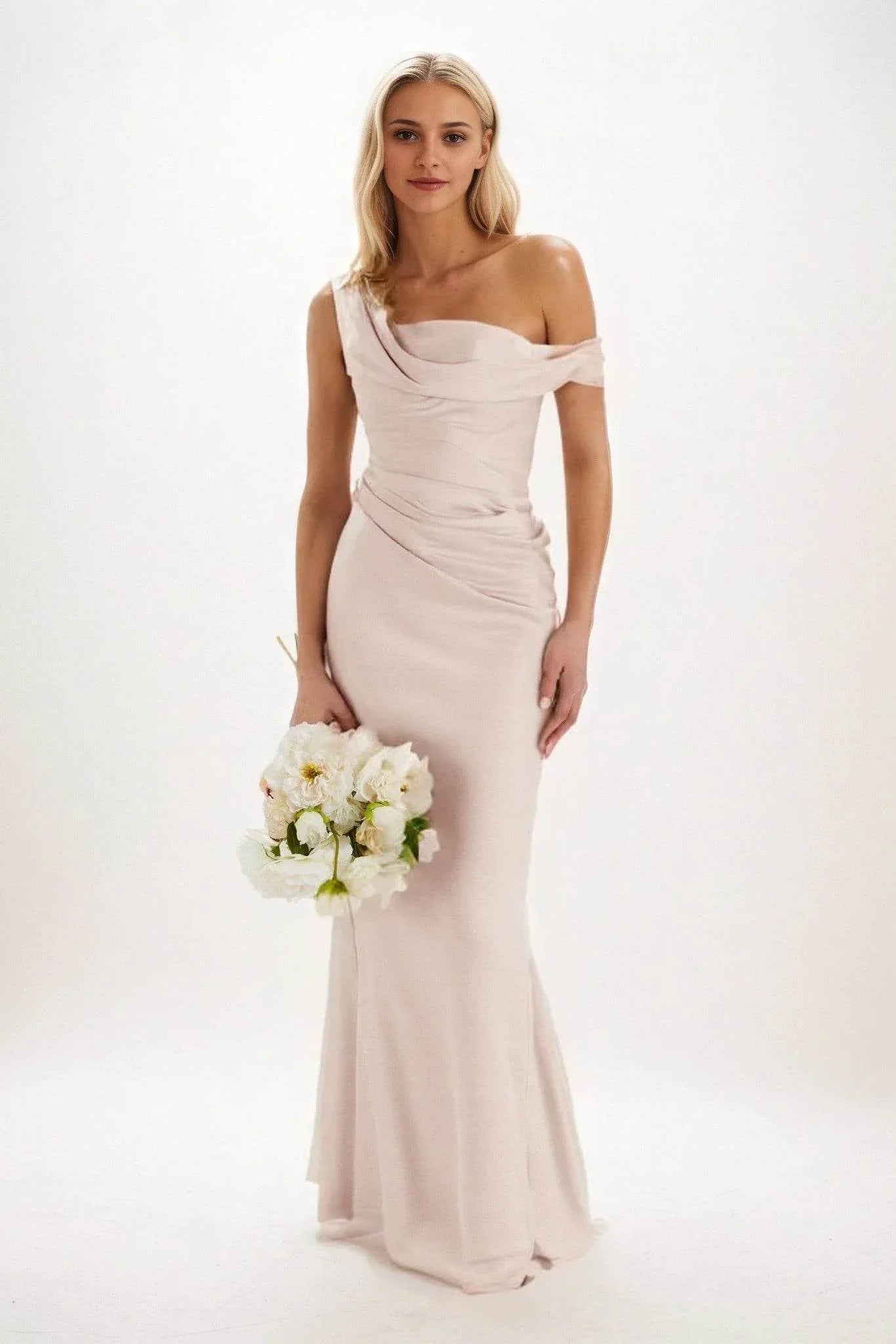 Elegant Sheath Column Maxi Luxe Satin Bridesmaid Dress Bridesmaid Dress