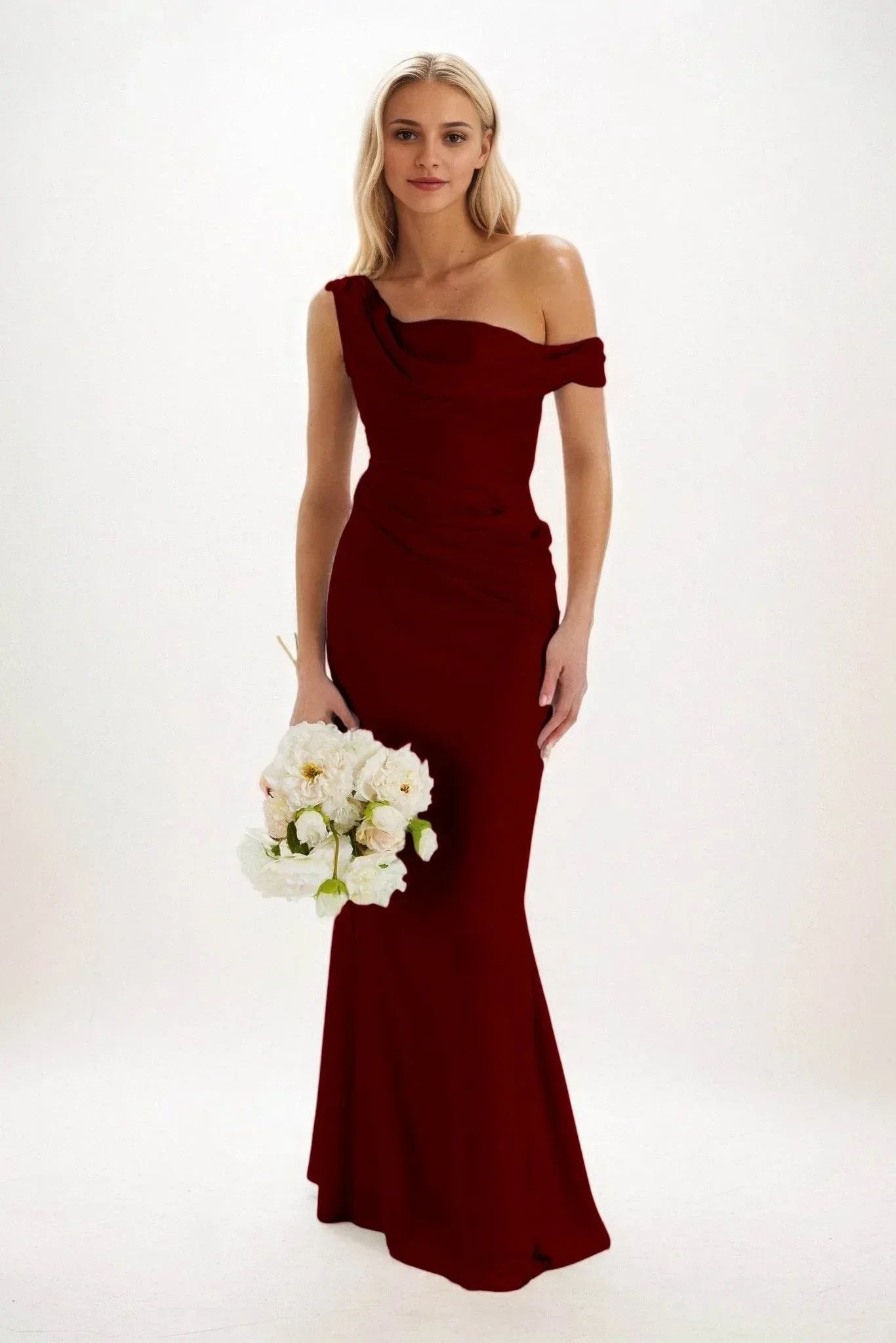Elegant Sheath Column Maxi Luxe Satin Bridesmaid Dress Bridesmaid Dress