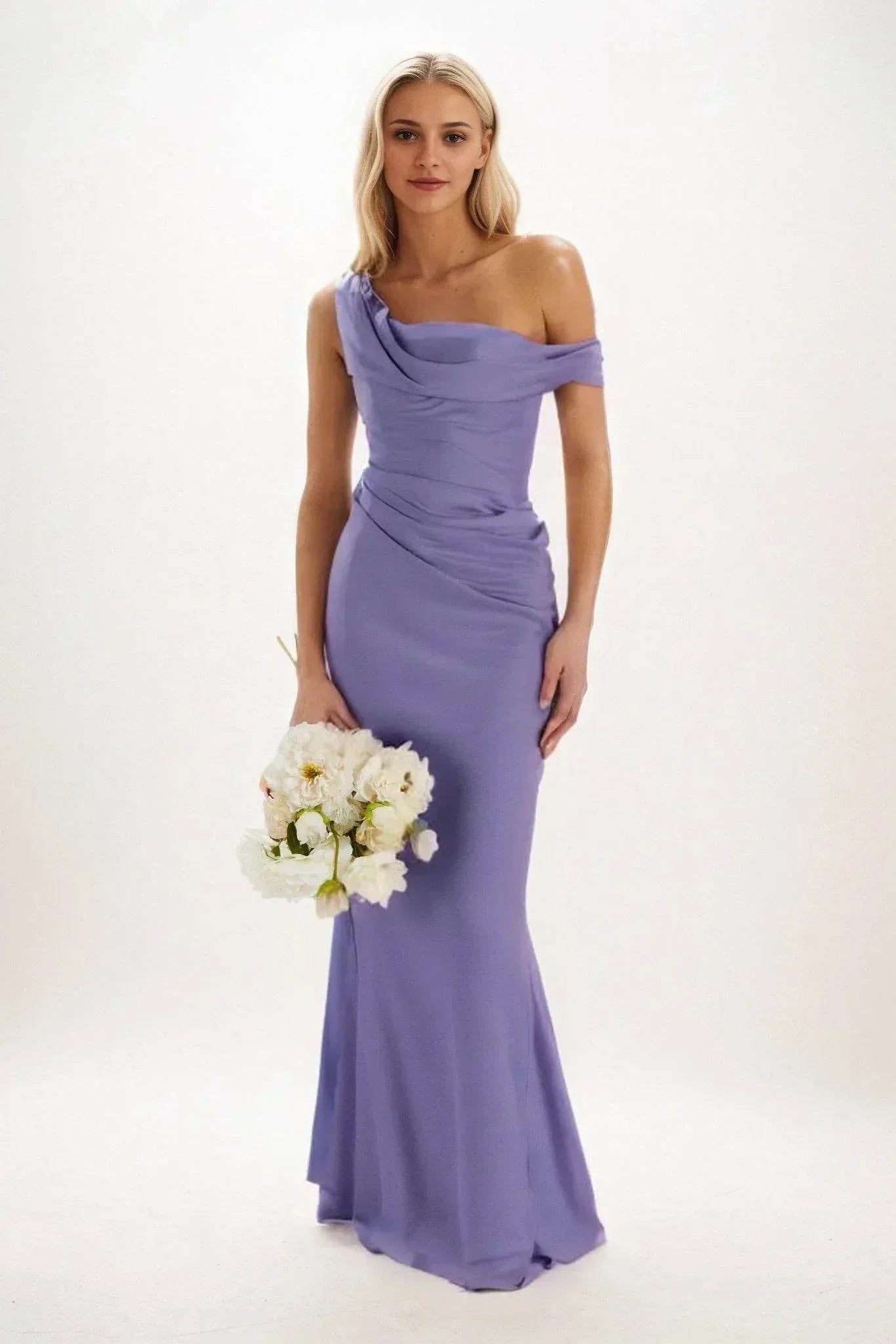 Elegant Sheath Column Maxi Luxe Satin Bridesmaid Dress Bridesmaid Dress