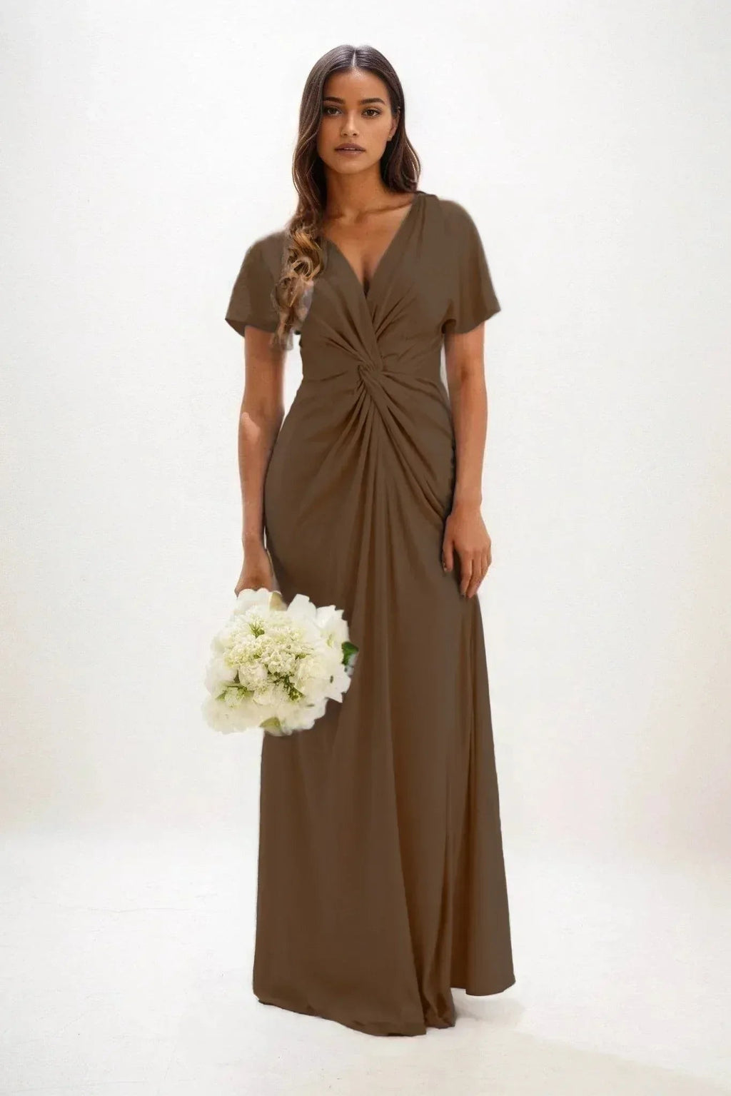 Elegant A Line Maxi Luxe Satin Bridesmaid Dress Bridesmaid Dress