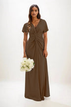 Elegant A Line Maxi Luxe Satin Bridesmaid Dress Bridesmaid Dress