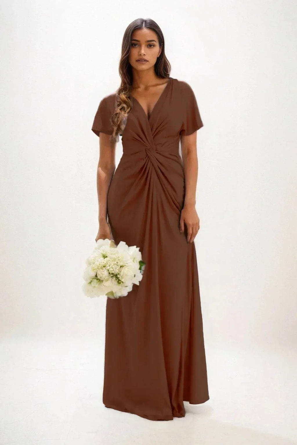 Elegant A Line Maxi Luxe Satin Bridesmaid Dress Bridesmaid Dress