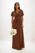 Elegant A Line Maxi Luxe Satin Bridesmaid Dress Bridesmaid Dress