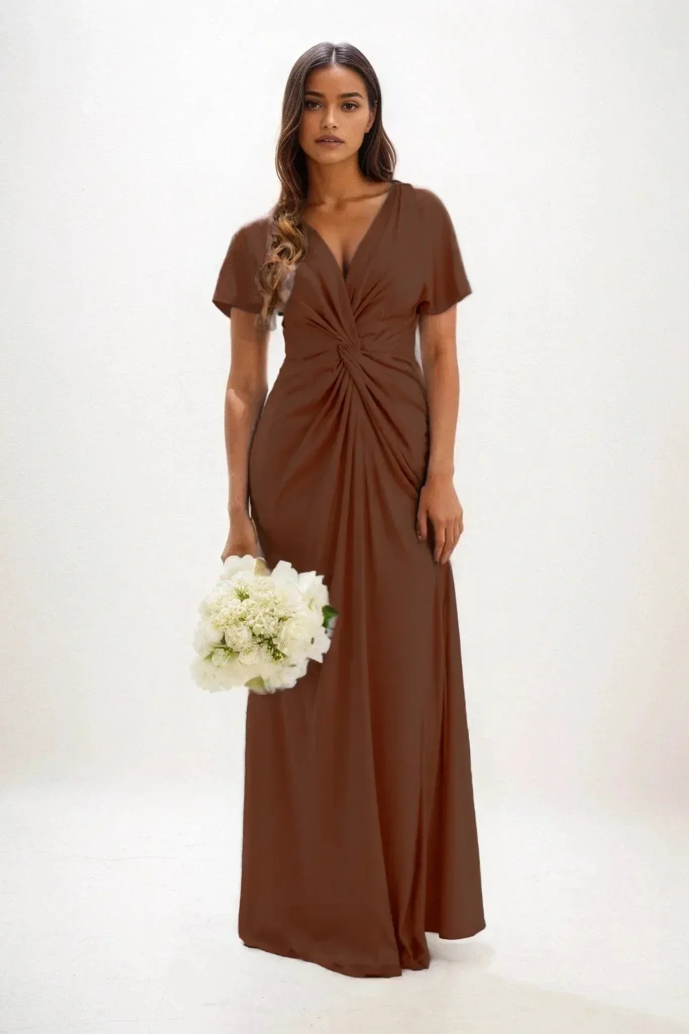 Elegant A Line Maxi Luxe Satin Bridesmaid Dress Bridesmaid Dress