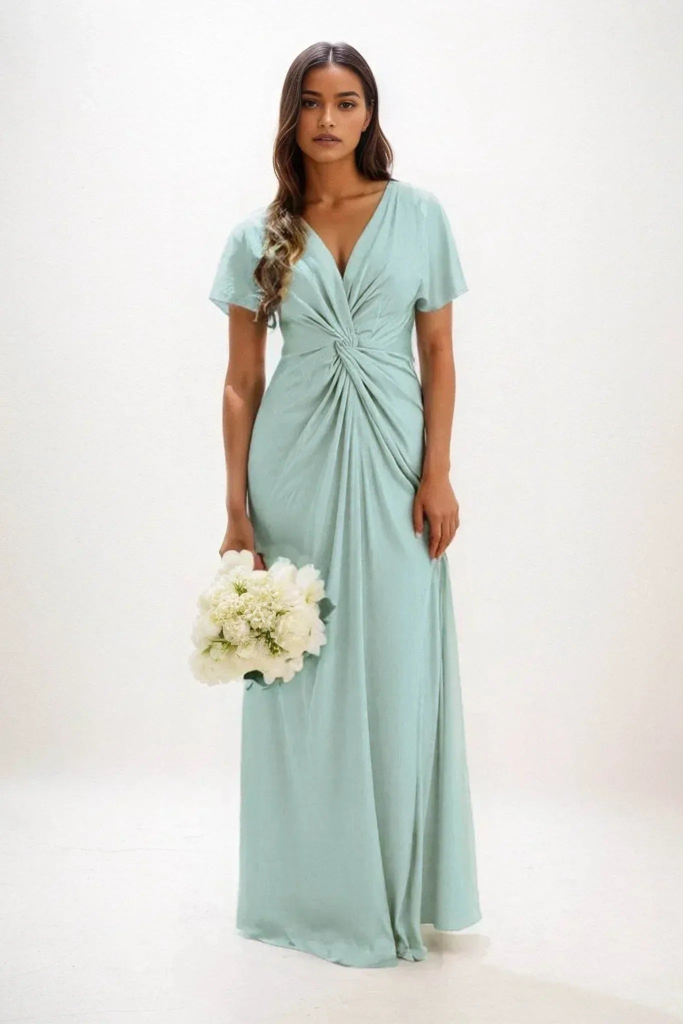 Elegant A Line Maxi Luxe Satin Bridesmaid Dress Bridesmaid Dress