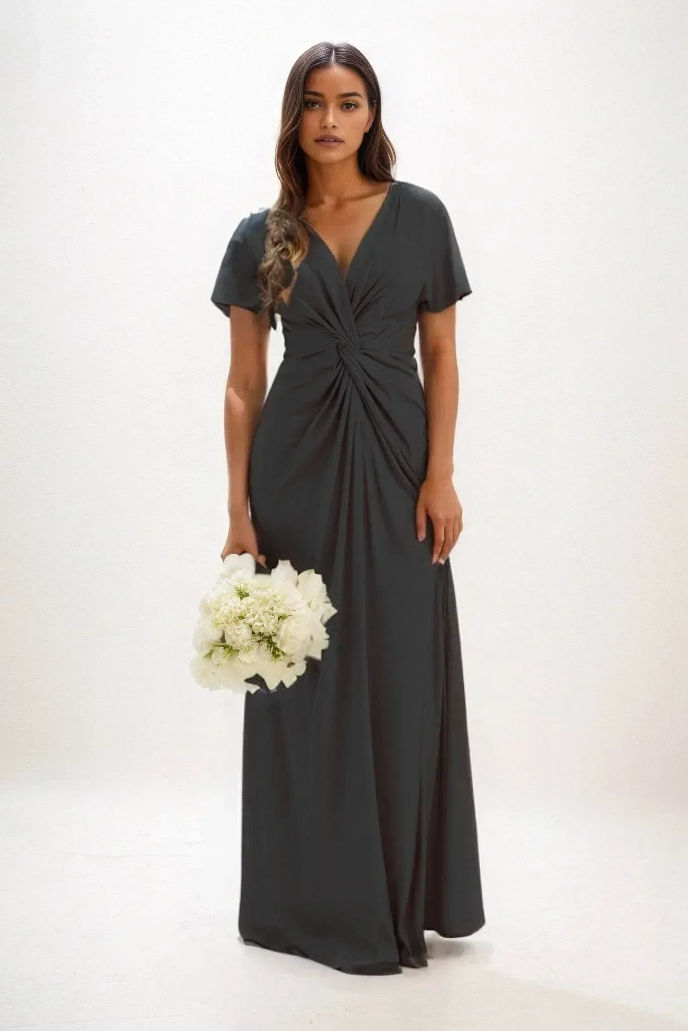 Elegant A Line Maxi Luxe Satin Bridesmaid Dress Bridesmaid Dress