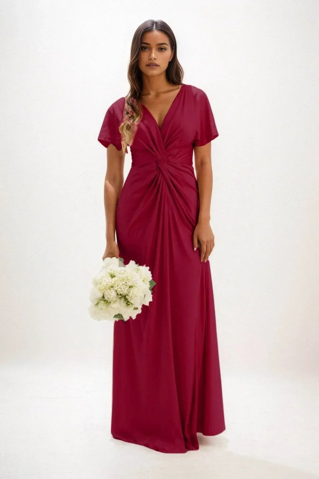 Elegant A Line Maxi Luxe Satin Bridesmaid Dress Bridesmaid Dress
