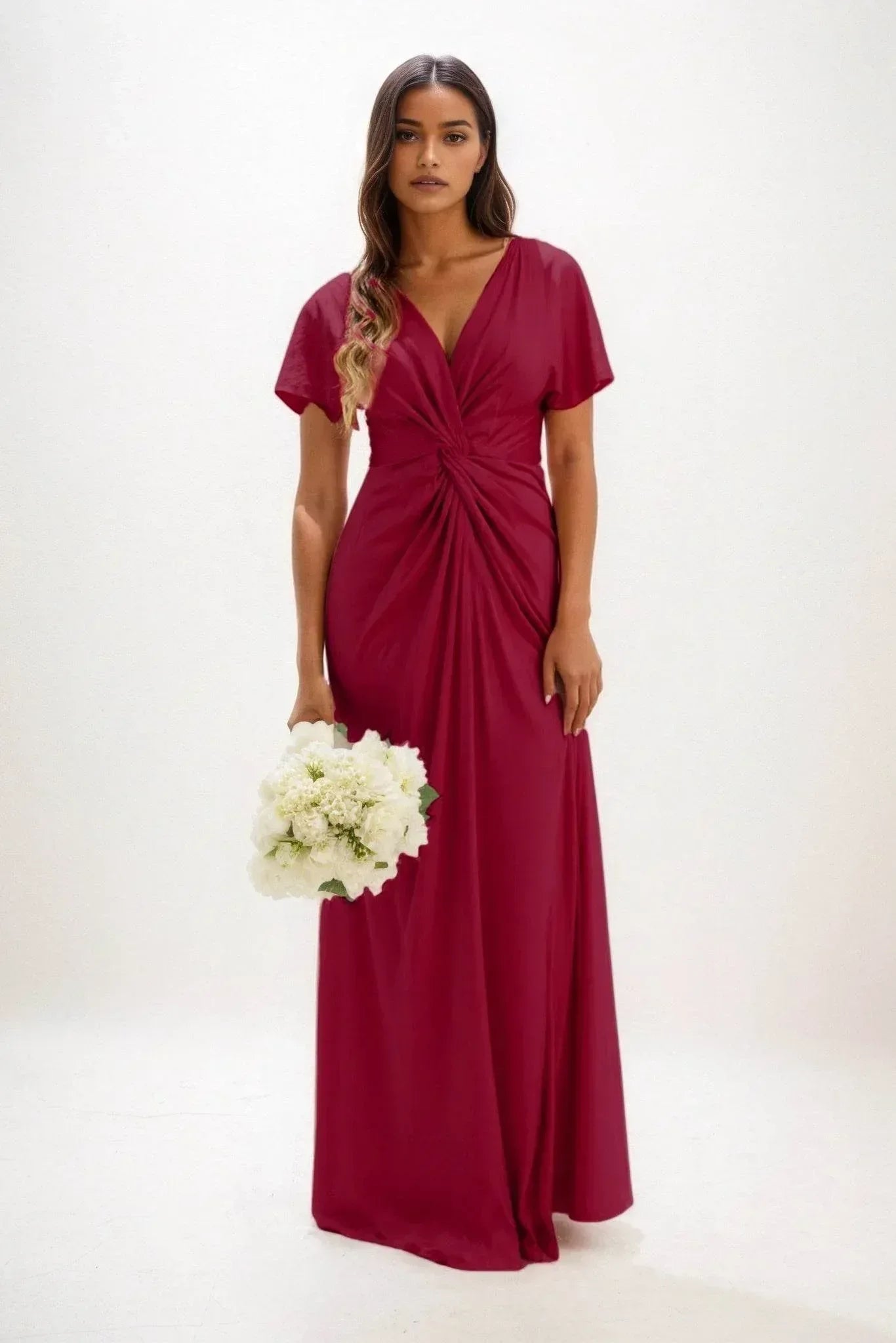 Elegant A Line Maxi Luxe Satin Bridesmaid Dress Bridesmaid Dress