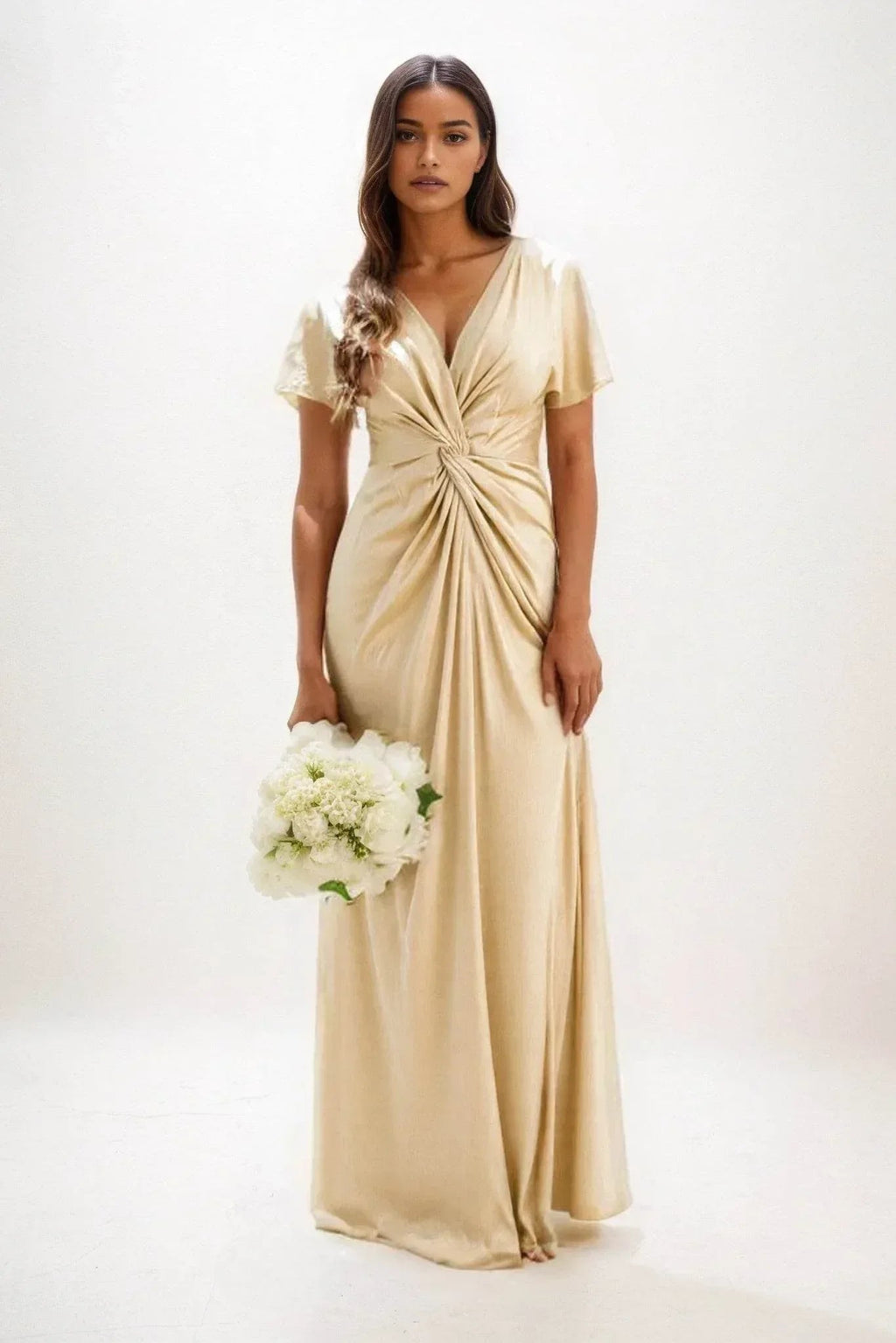 Elegant A Line Maxi Luxe Satin Bridesmaid Dress Bridesmaid Dress