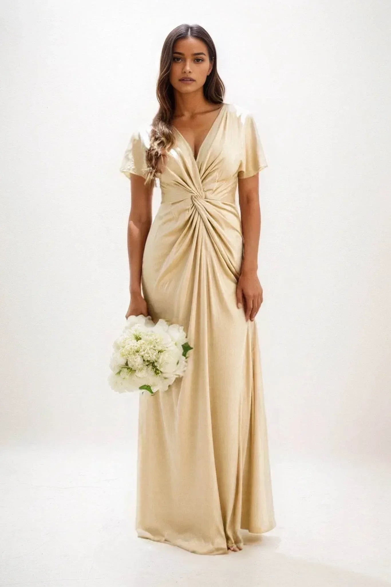 Elegant A Line Maxi Luxe Satin Bridesmaid Dress Bridesmaid Dress