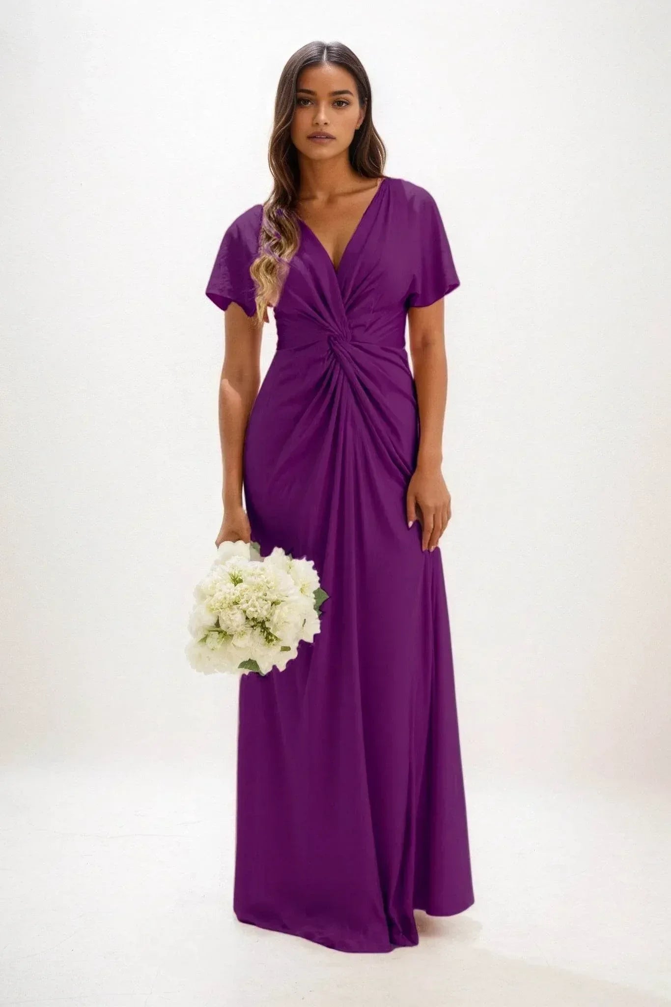 Elegant A Line Maxi Luxe Satin Bridesmaid Dress Bridesmaid Dress
