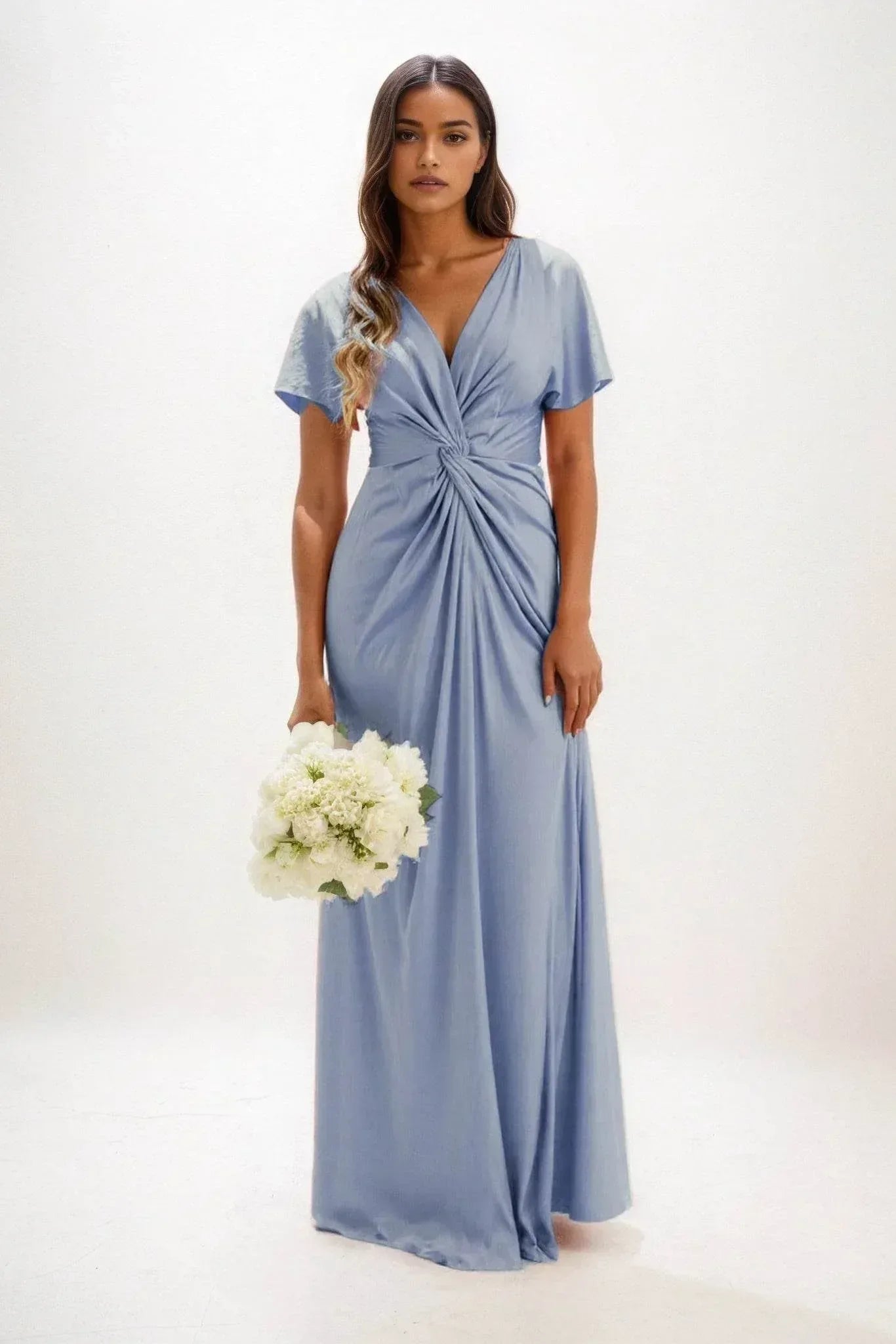 Elegant A Line Maxi Luxe Satin Bridesmaid Dress Bridesmaid Dress