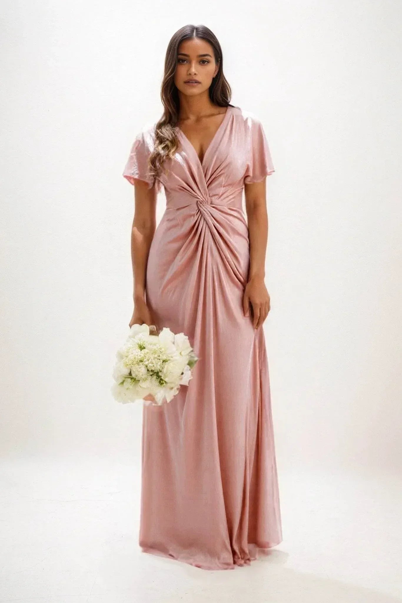 Elegant A Line Maxi Luxe Satin Bridesmaid Dress Bridesmaid Dress