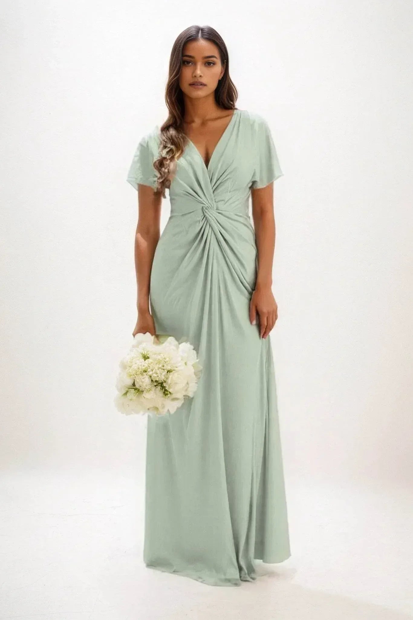 Elegant A Line Maxi Luxe Satin Bridesmaid Dress Bridesmaid Dress
