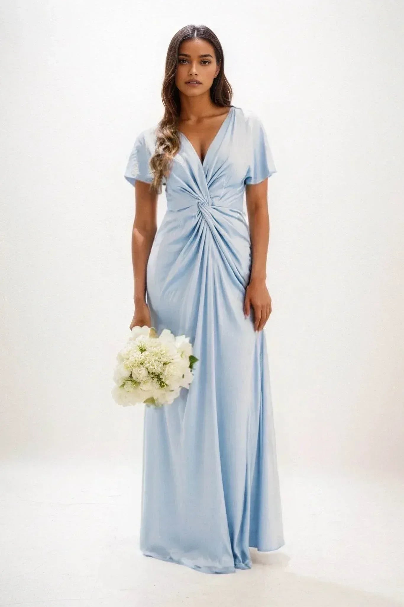 Elegant A Line Maxi Luxe Satin Bridesmaid Dress Bridesmaid Dress