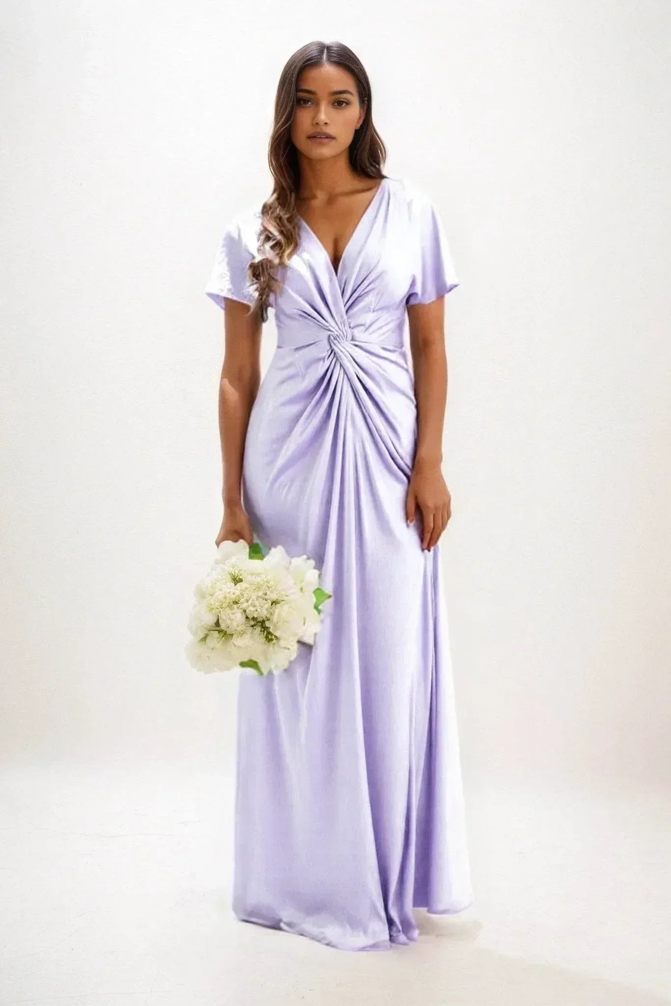 Elegant A Line Maxi Luxe Satin Bridesmaid Dress Bridesmaid Dress