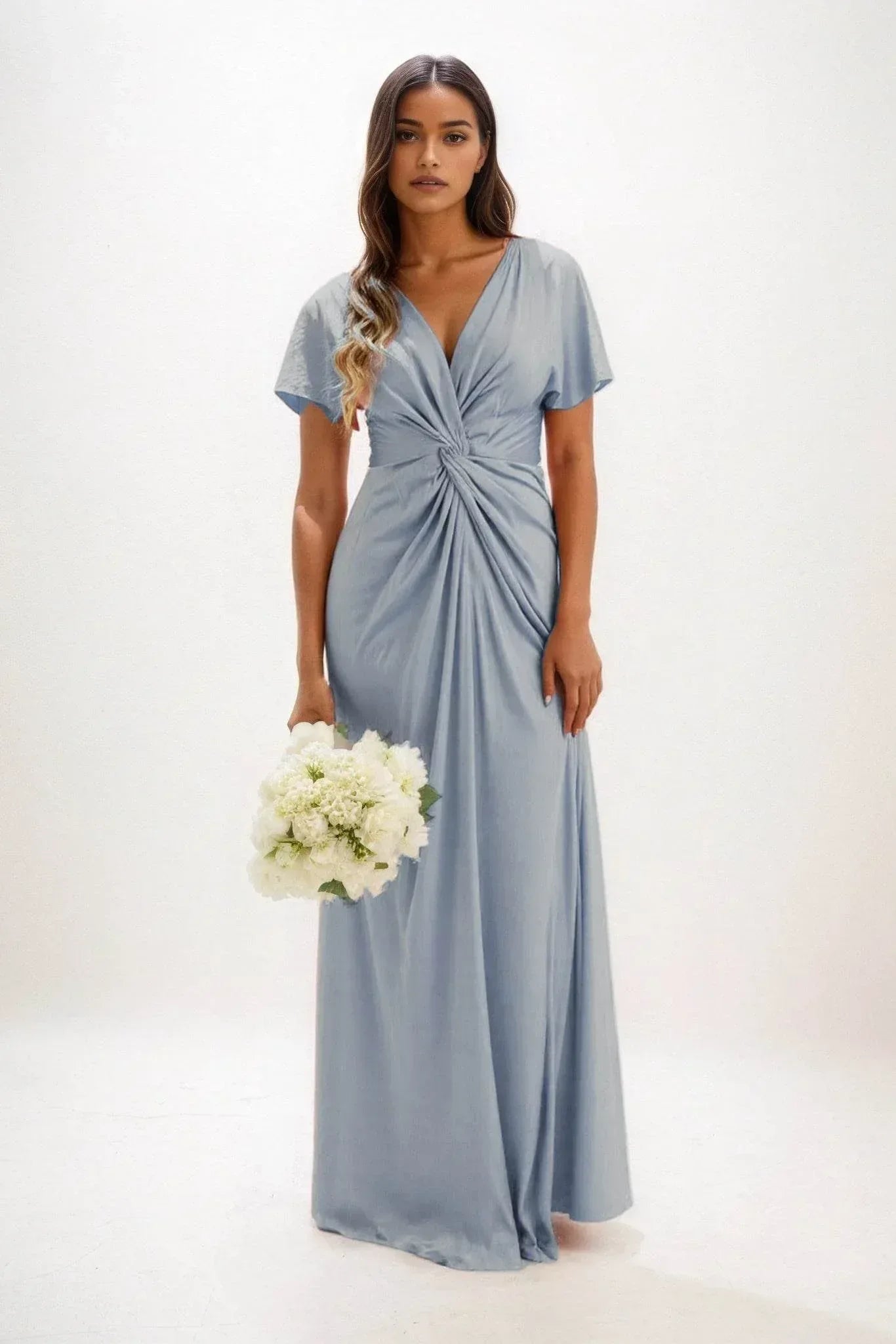 Elegant A Line Maxi Luxe Satin Bridesmaid Dress Bridesmaid Dress