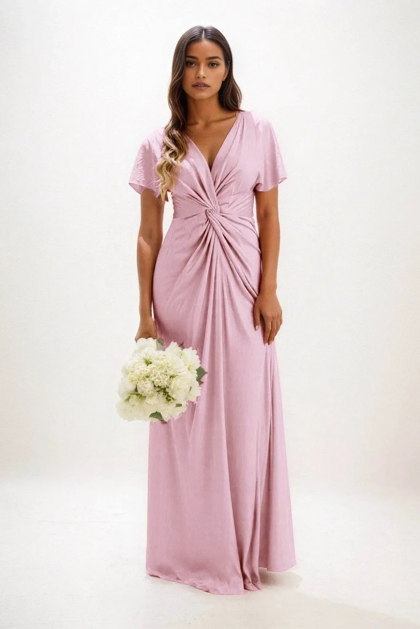 Elegant A Line Maxi Luxe Satin Bridesmaid Dress Bridesmaid Dress