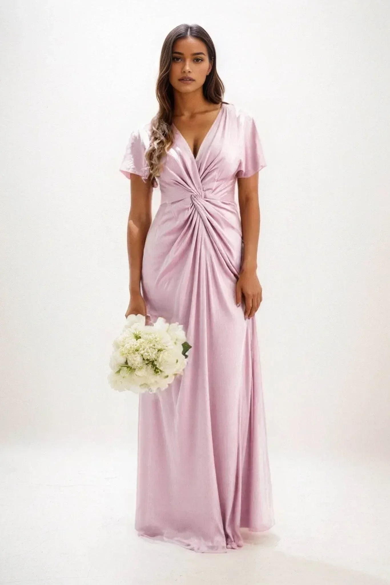 Elegant A Line Maxi Luxe Satin Bridesmaid Dress Bridesmaid Dress