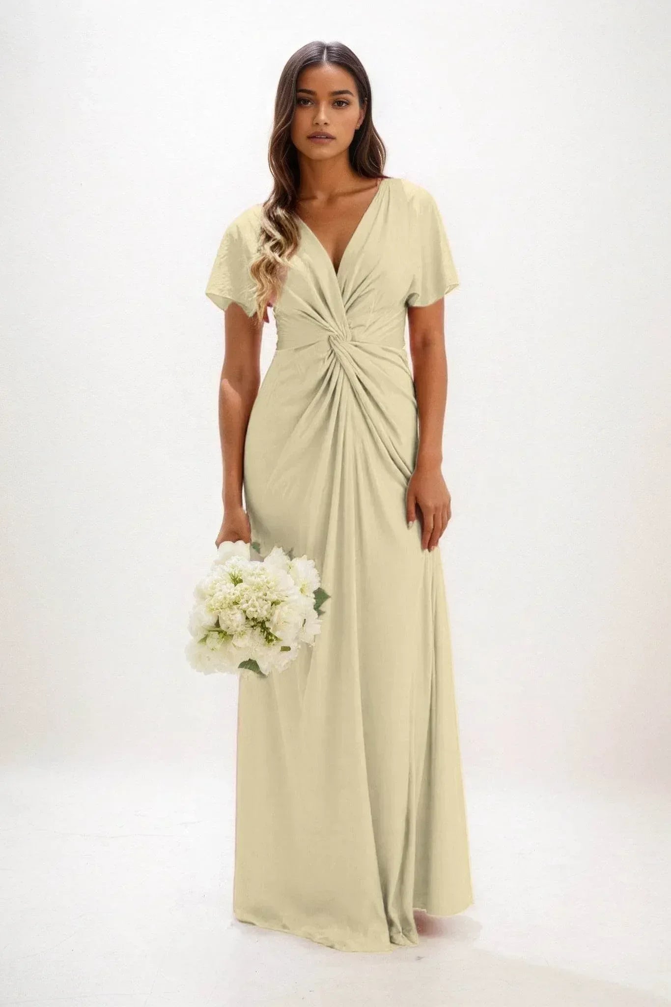 Elegant A Line Maxi Luxe Satin Bridesmaid Dress Bridesmaid Dress