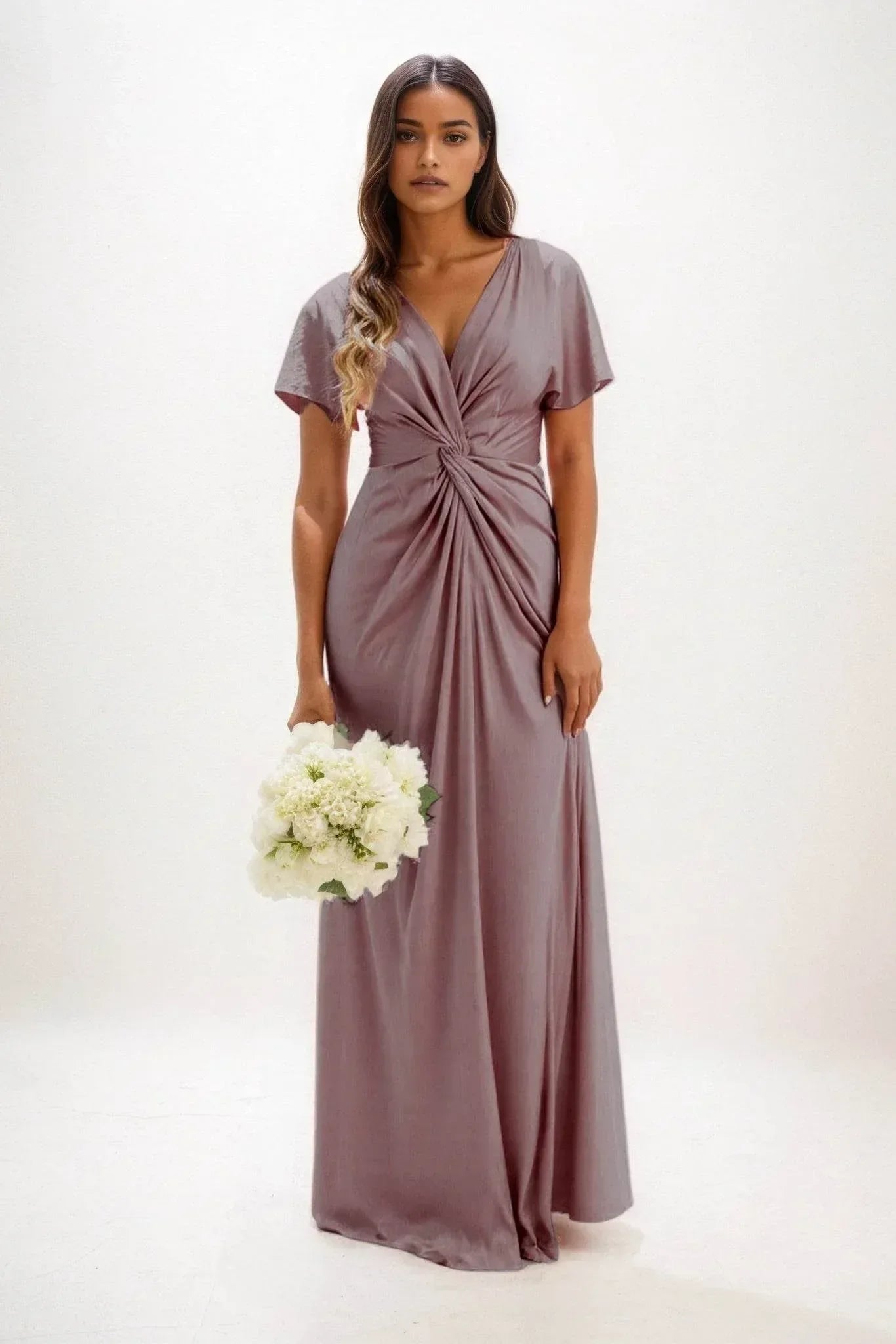 Elegant A Line Maxi Luxe Satin Bridesmaid Dress Bridesmaid Dress